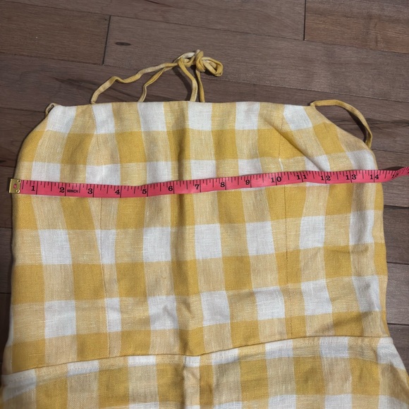 Reformation Nia Linen Midi Dress Open Back Yellow Dandelion Check Gingham - Picture 12 of 13